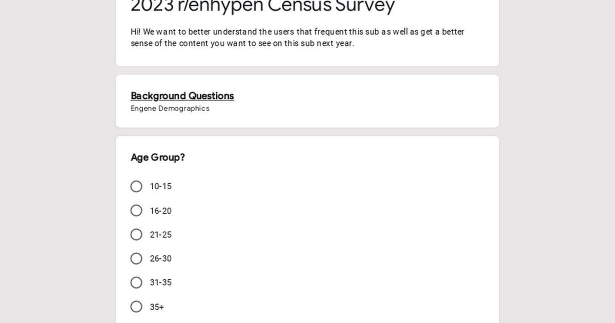 r/ENHYPEN CENSUS/SURVEY (2021-2023)