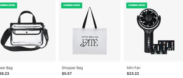 230718 Enhypen World Tour 'Fate' Official Merch previews on Weverse Shop