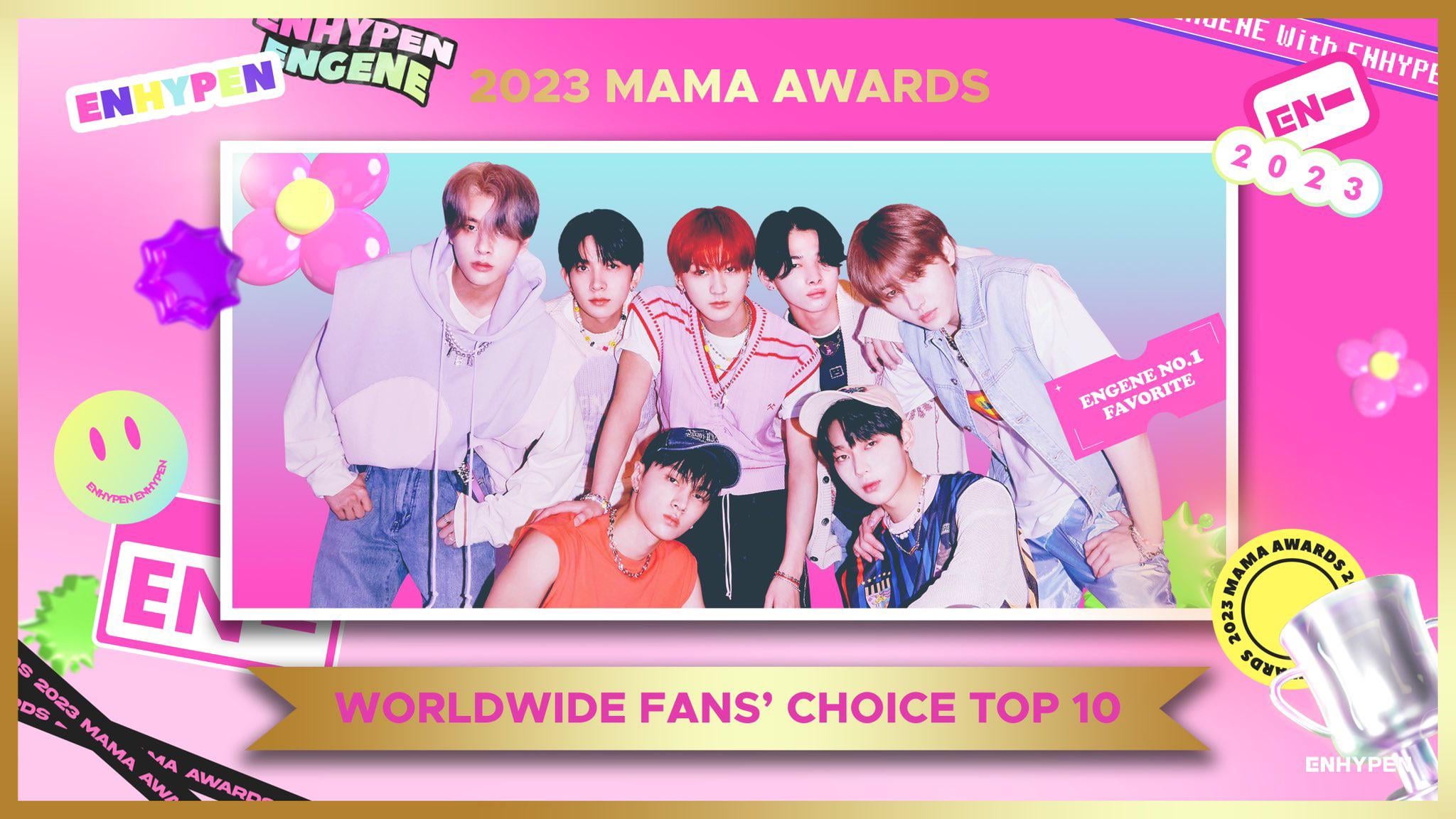 231128 ENHYPEN won 'Worldwide Fans’ Choice Top 10' at the 2023 Mnet Asian Music Awards (MAMA) 🎉