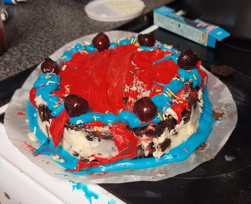 I made the drunk-dazed cake last night. I'm never baking again