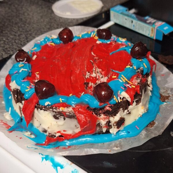 I made the drunk-dazed cake last night. I'm never baking again