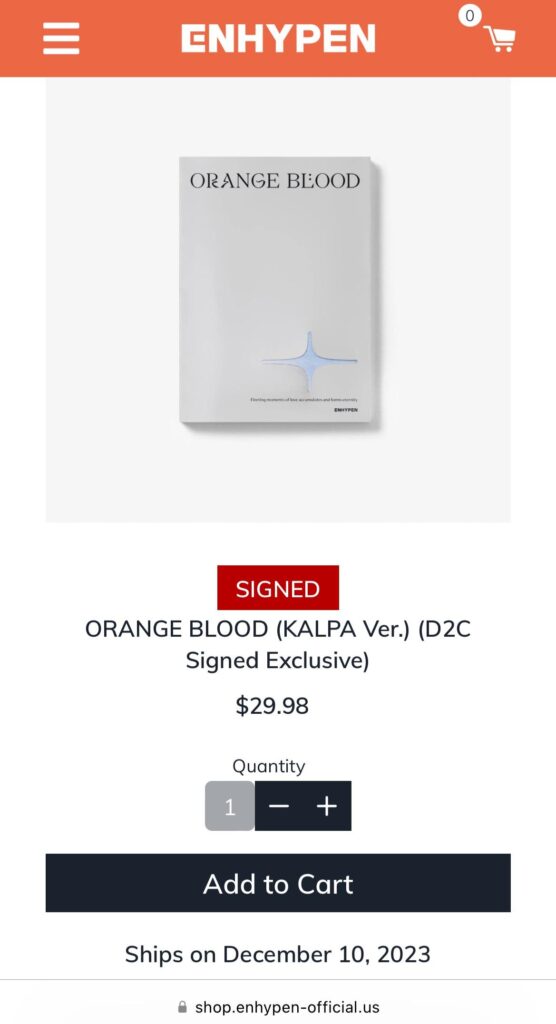 Enhypen Orange Blood Albums Shipping Times