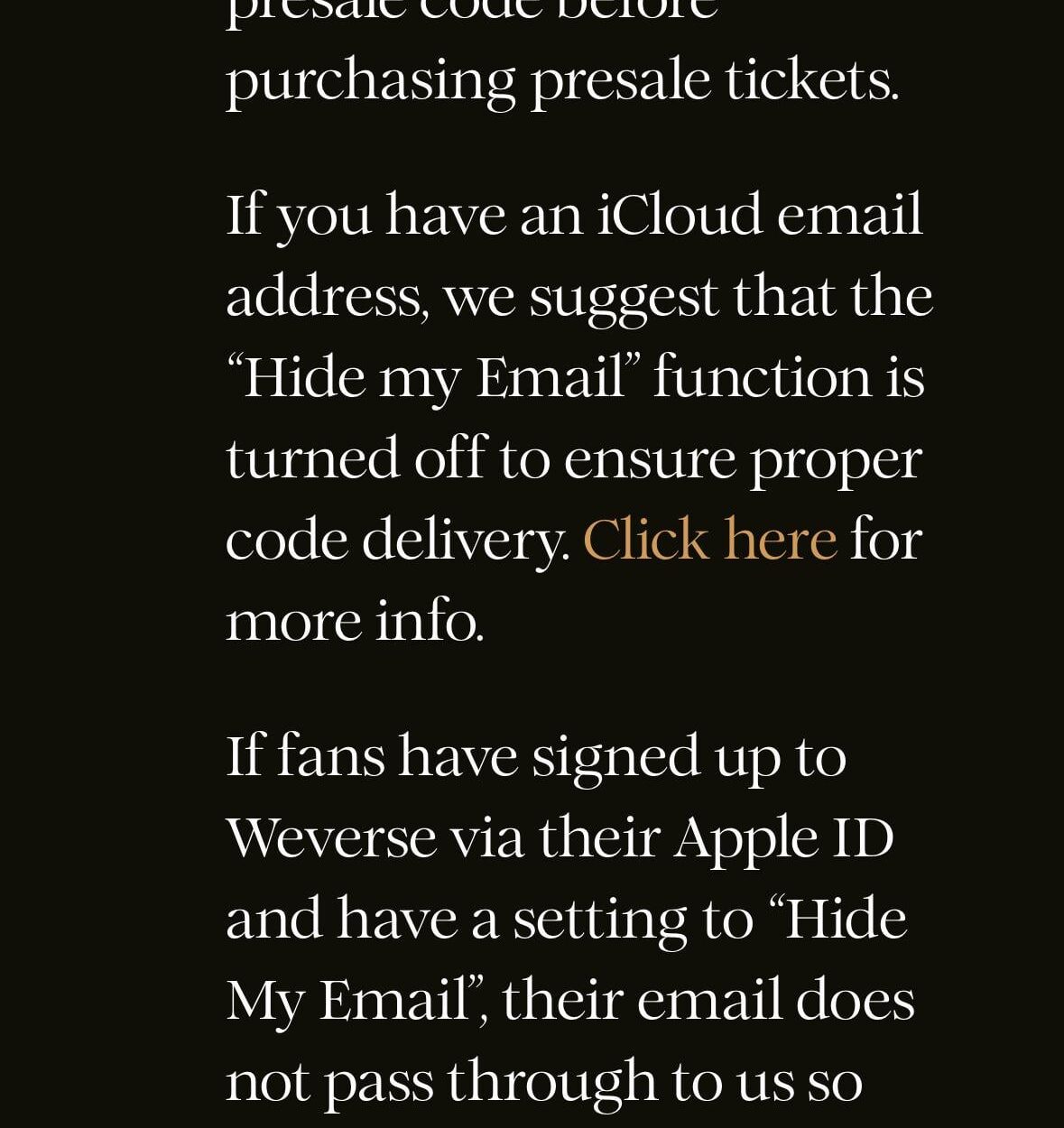 fate plus tour presale email