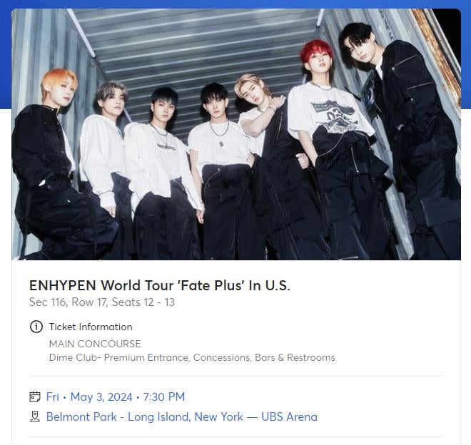 ENHYPEN NY Belmont Park VIP2 Tickets
