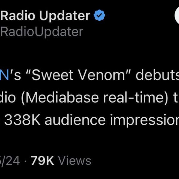 “Sweet Venom” debuts at #49 on US Radio