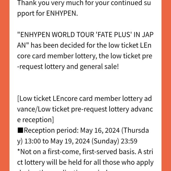 240510 ENHYPEN 'FATE PLUS' IN JAPAN GENERAL SALE ANNOUNCEMENT starting May 25