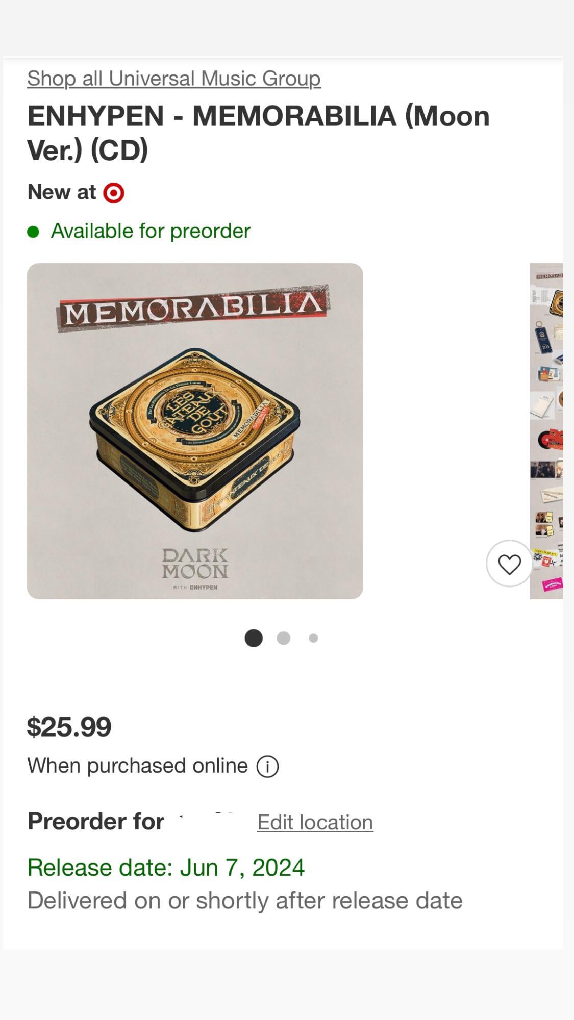 Memorabilia Album Pre-Order