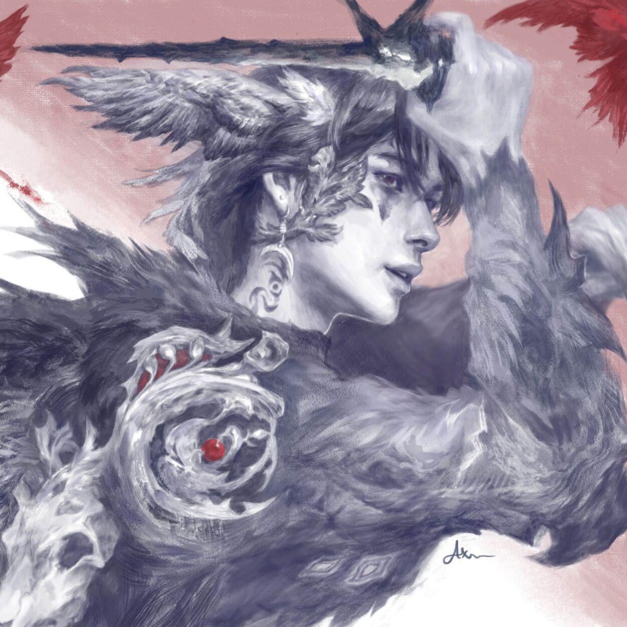 some fanart (more like artwork lol) i made: ni-ki as a raven vampire king