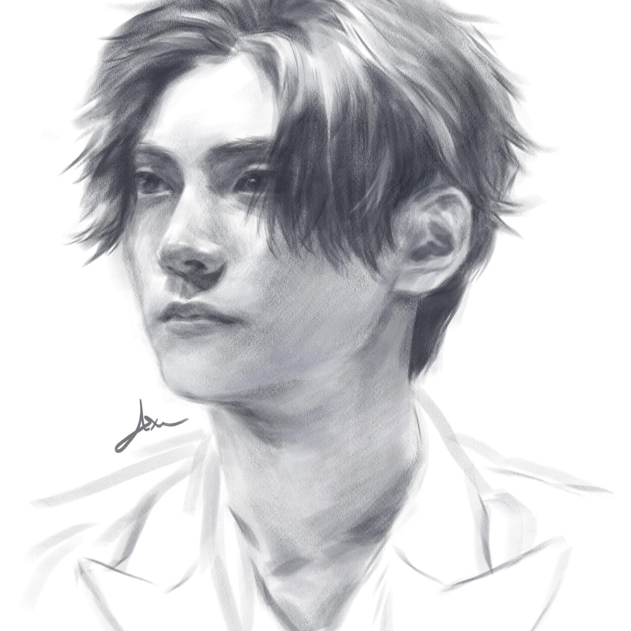 drawing of jay! went for a soft, sketchy look :)