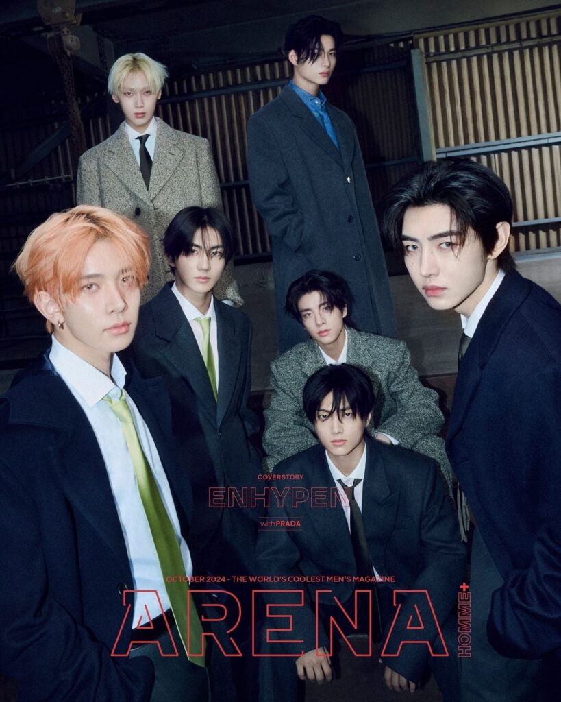 240912 ENHYPEN Arena Homme+ Korea October Issue Covers with Prada