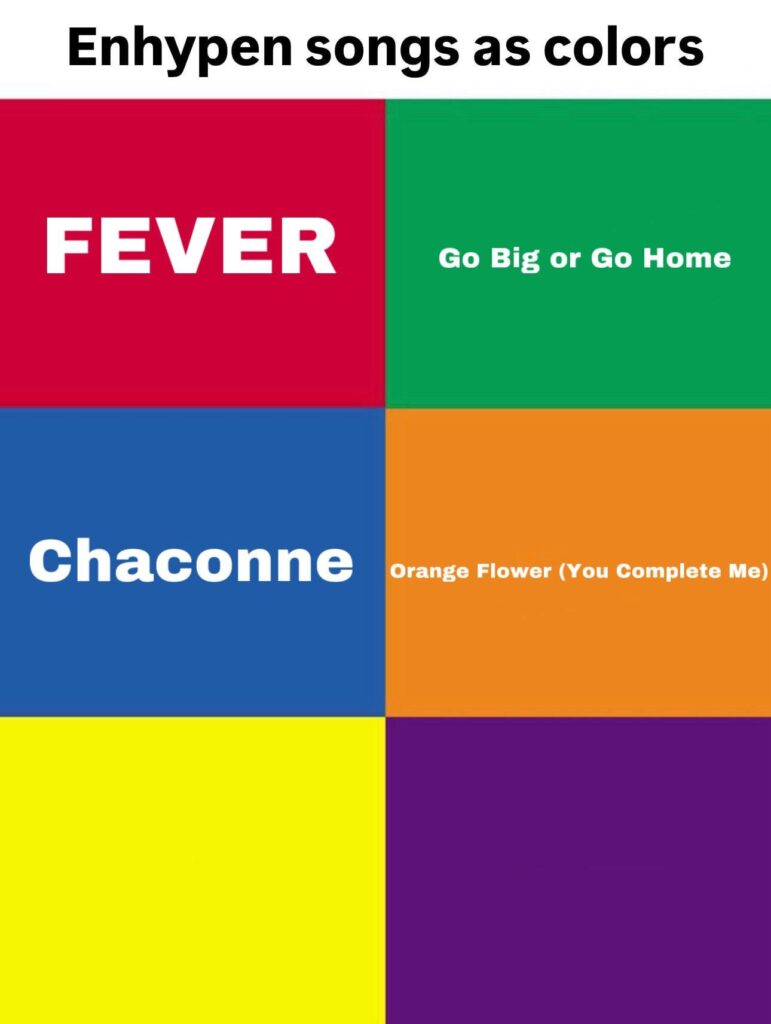 Enhypen songs as colors 💛
