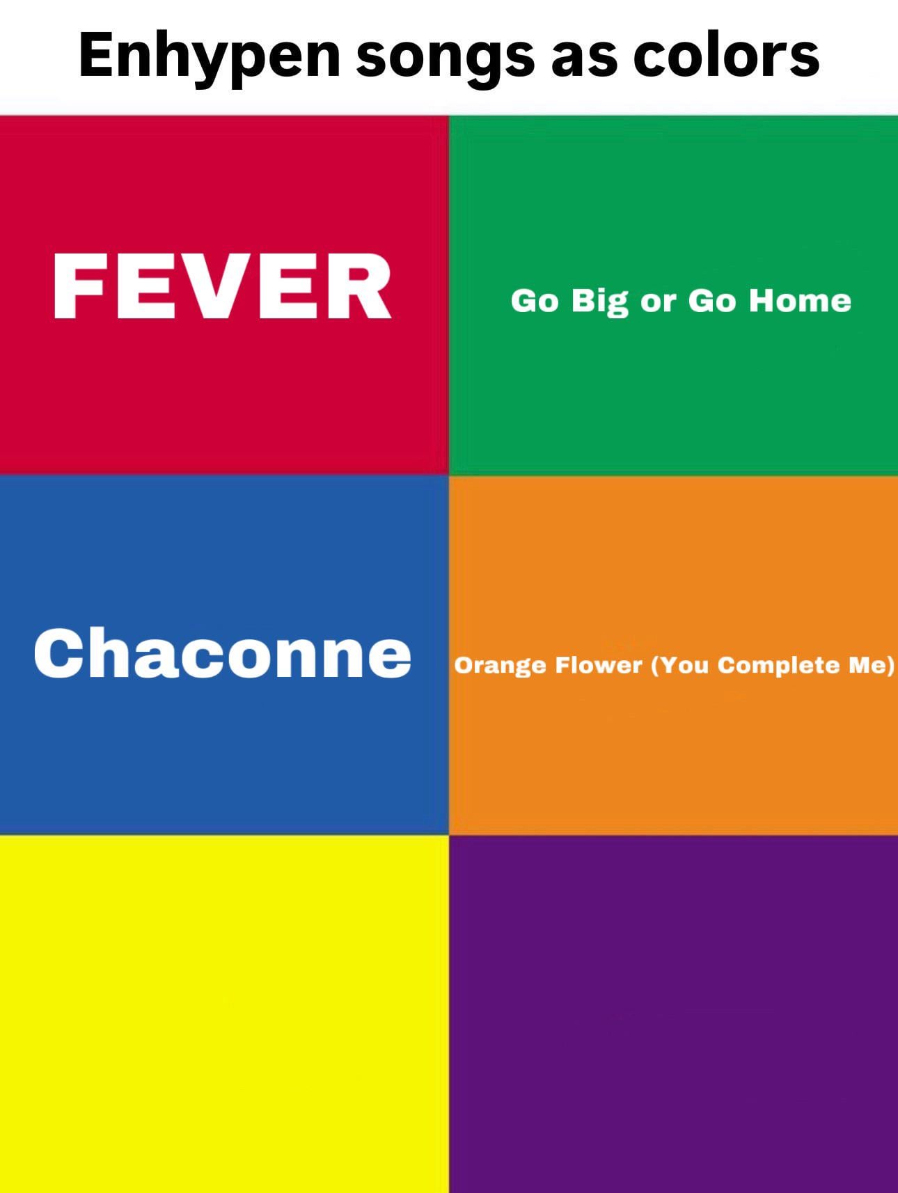Enhypen songs as colors 💛