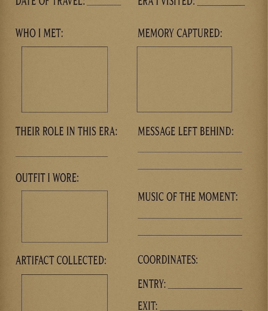 TIME TRAVELER'S NOTE