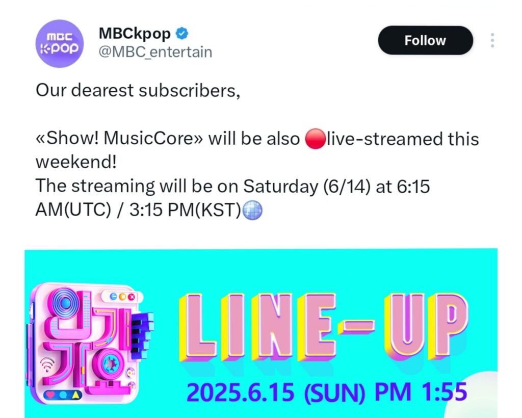 Music Core & Inkigayo updated live voting schedule