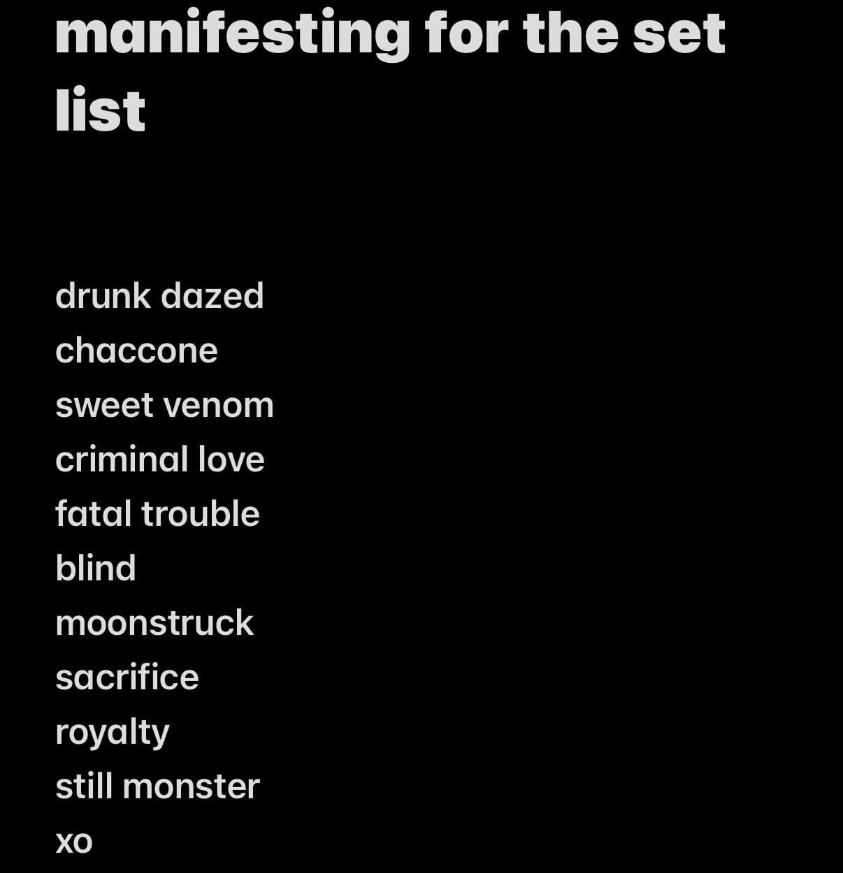 what songs are you hoping make the setlist for the tour?