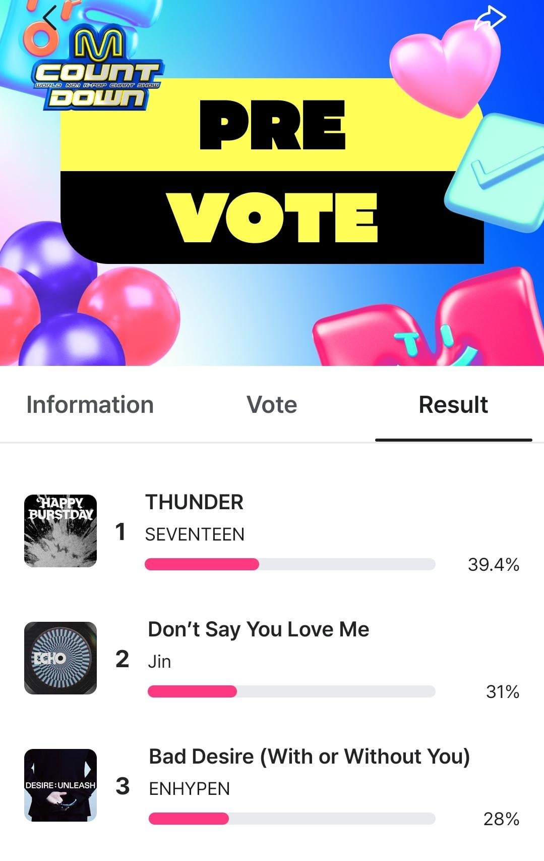 M Countdown Pre-voting on Mnet Plus ends today at 23:59 KST