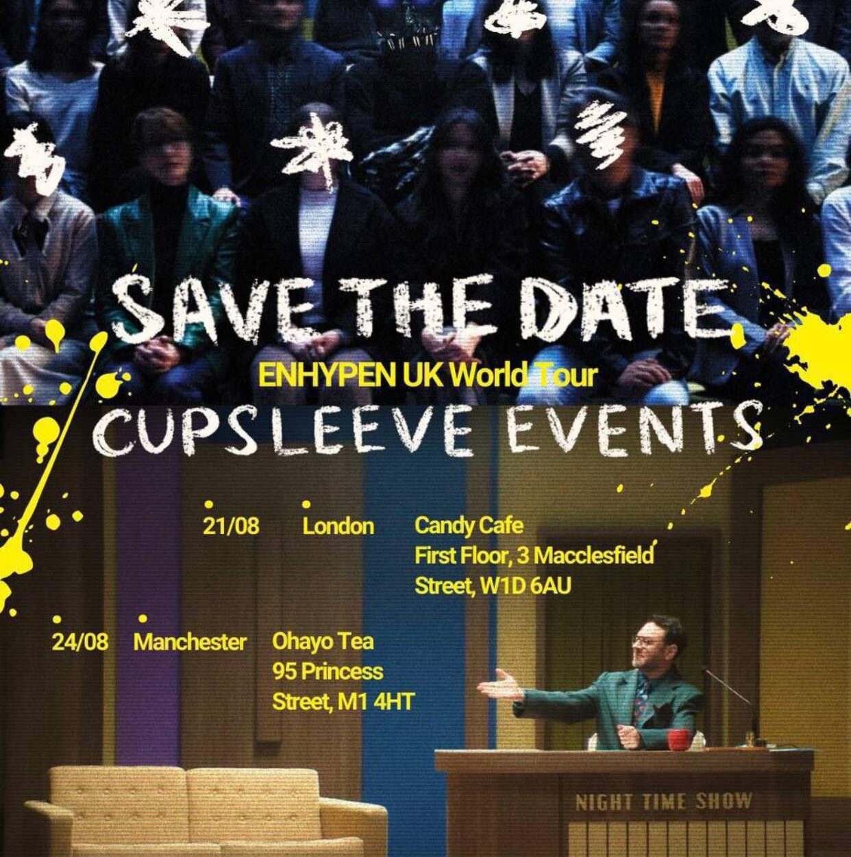 Cupsleeve events for Engenes attending the UK concerts