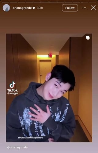 Ariana Grande posted Sunoo’s Kim Seonho smile challenge on her Instagram!