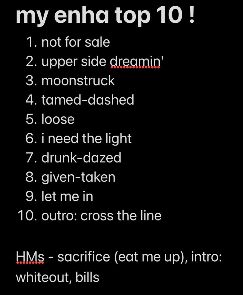 my enha top 10 (songs) !