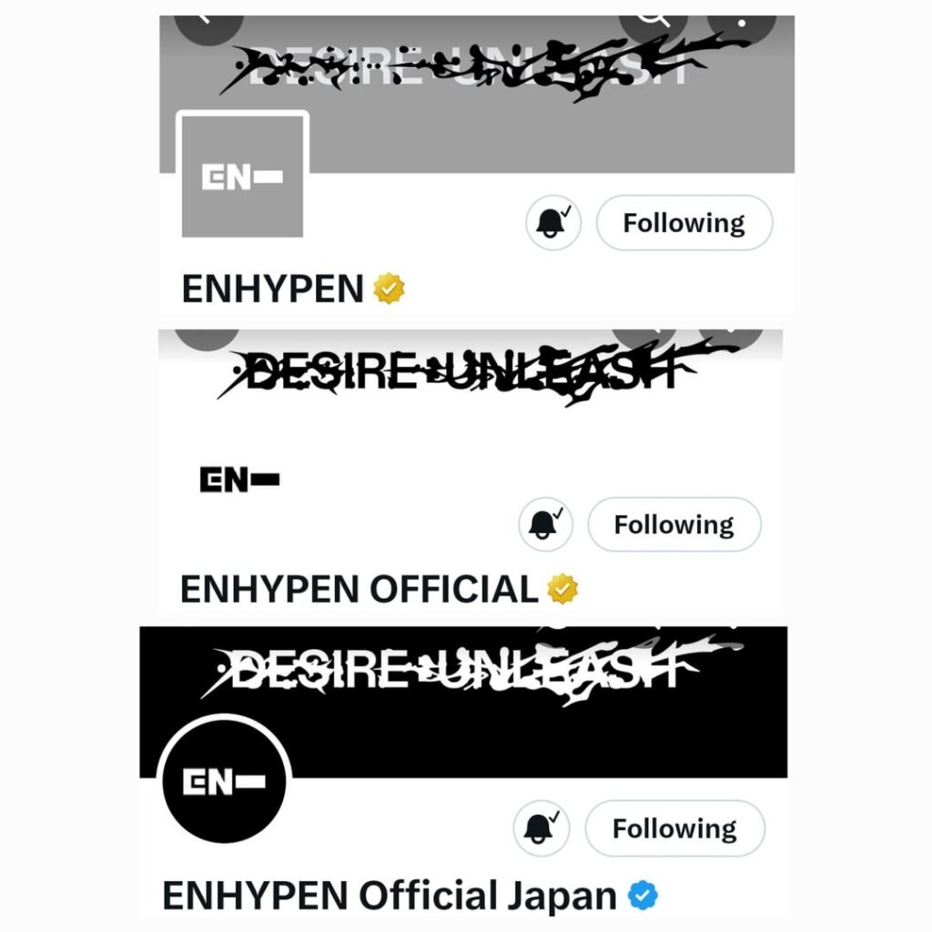 ENHYPEN SNS layouts have been updated for DESIRE:UNLEASH