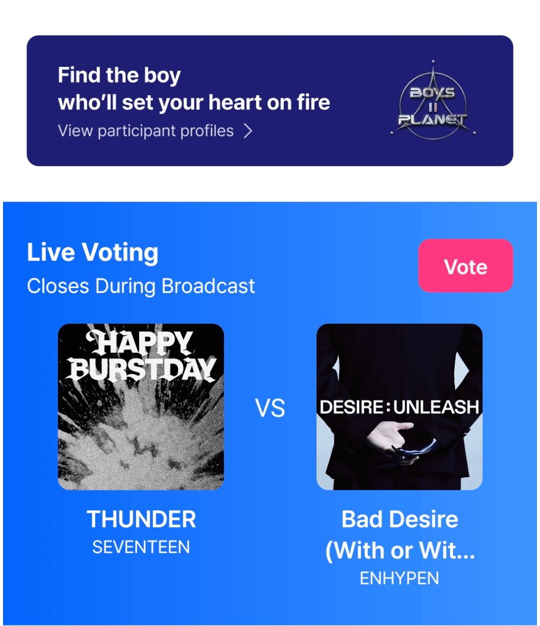 mcountdown LIVE voting is OPEN NOW on the mnet plus app ‼️engenes, pls vote 🥹💙 (you just need to click vote 5 times, there's no "collecting" involved)
