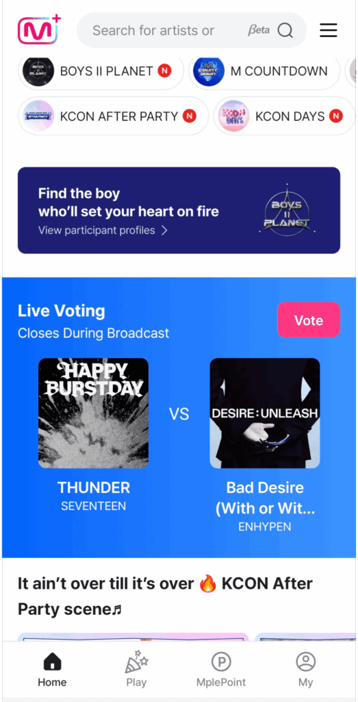 mcountdown LIVE voting is OPEN NOW on the mnet plus app ‼️engenes, pls vote 🥹💙 (you just need to click vote 5 times, there's no "collecting" involved)