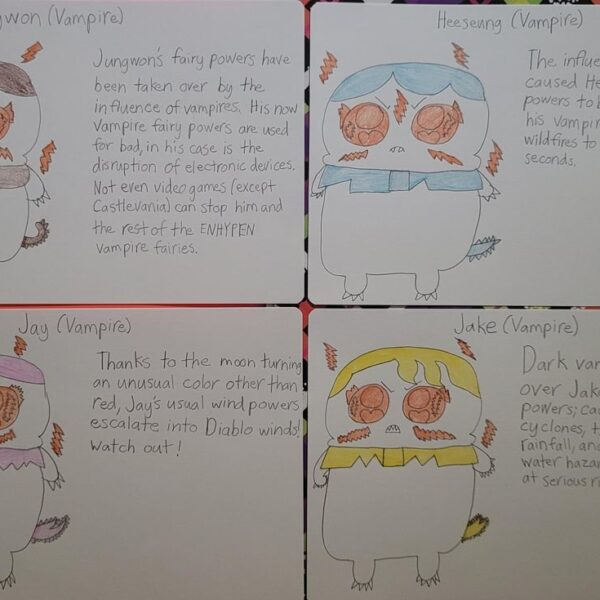 Created by me: Cards of Enhypen members as vampire fairies.