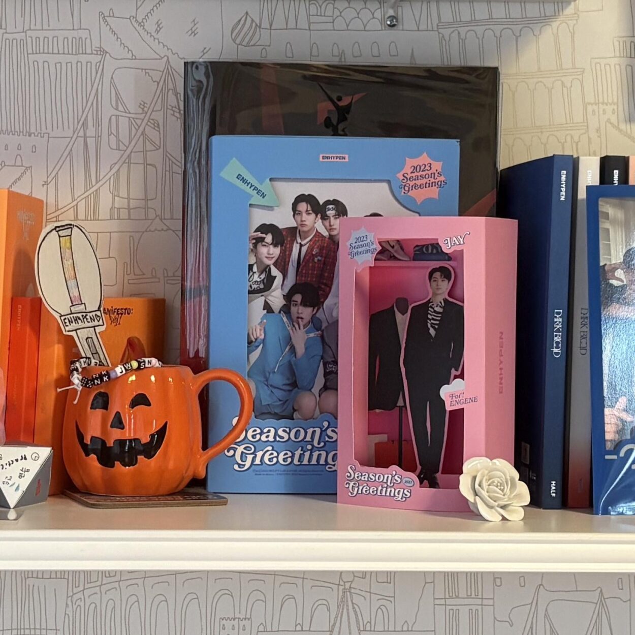 My newly organized Enhypen shelf!!