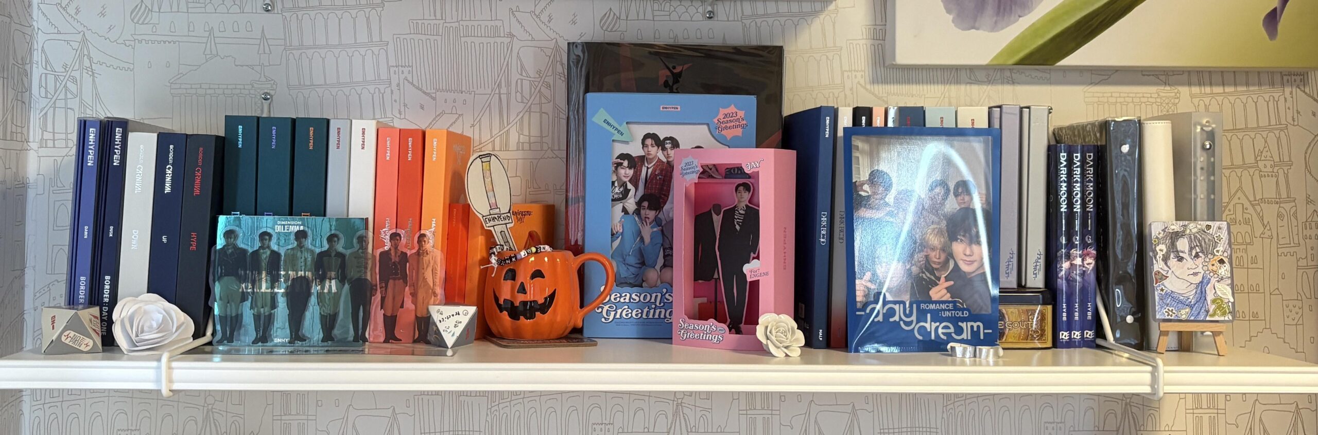 My newly organized Enhypen shelf!!