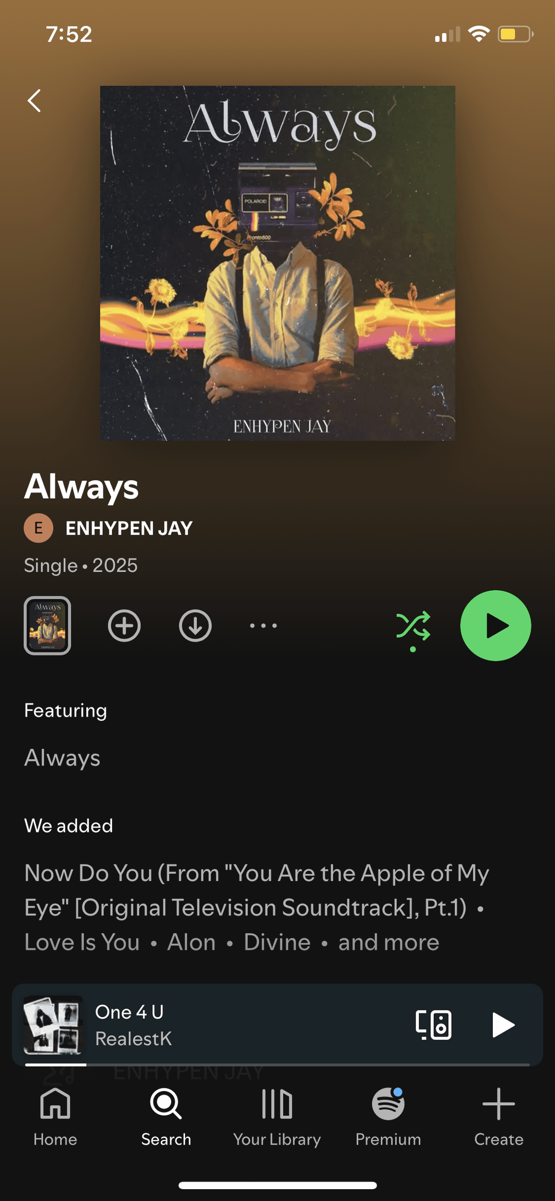 Please help me report to protect.hybecorp this Spotify account profiting off of Jay's "Always" cover
