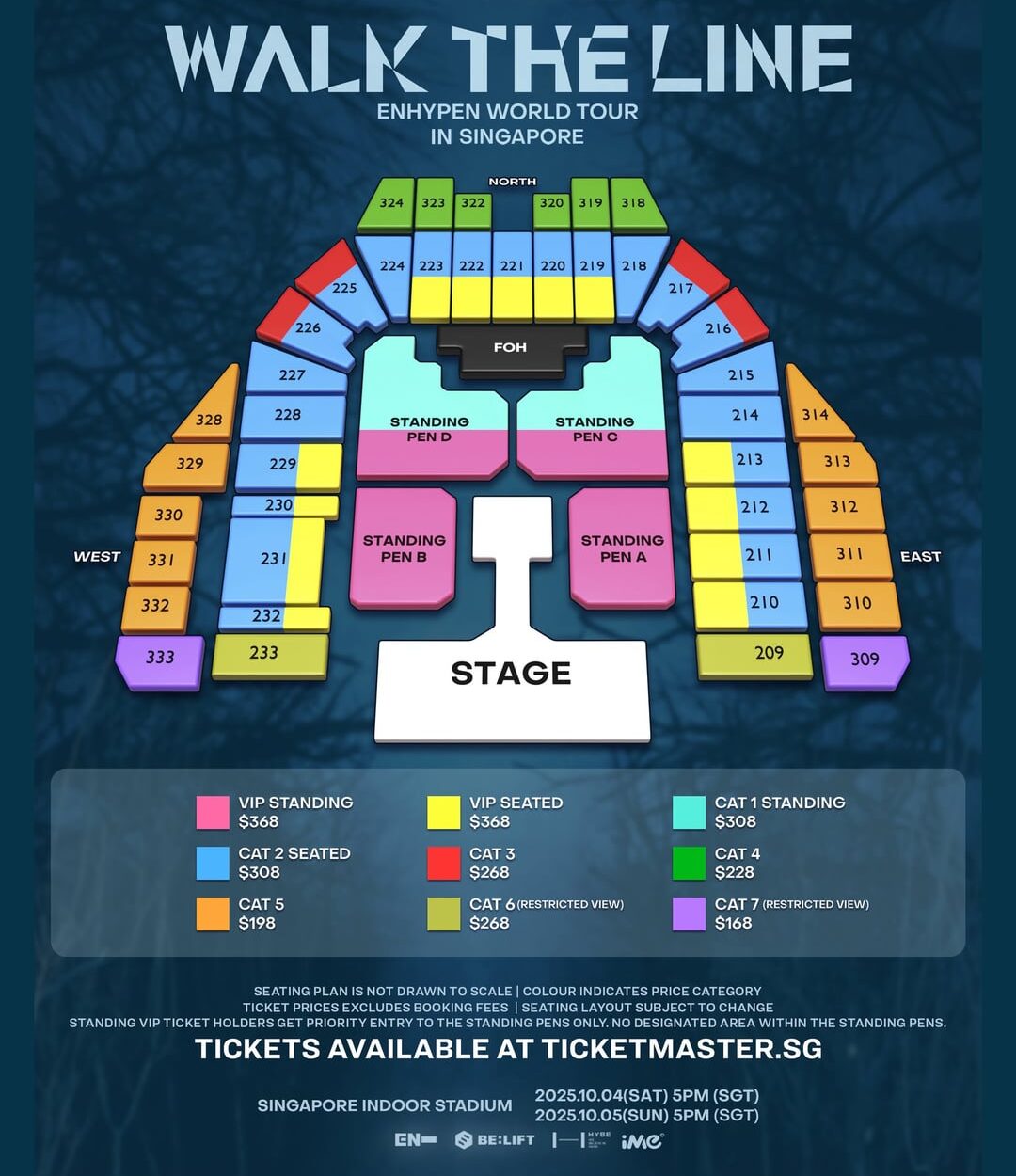 250804 ENHYPEN WALK THE LINE IN SINGAPORE Seat Plan & Ticket Information