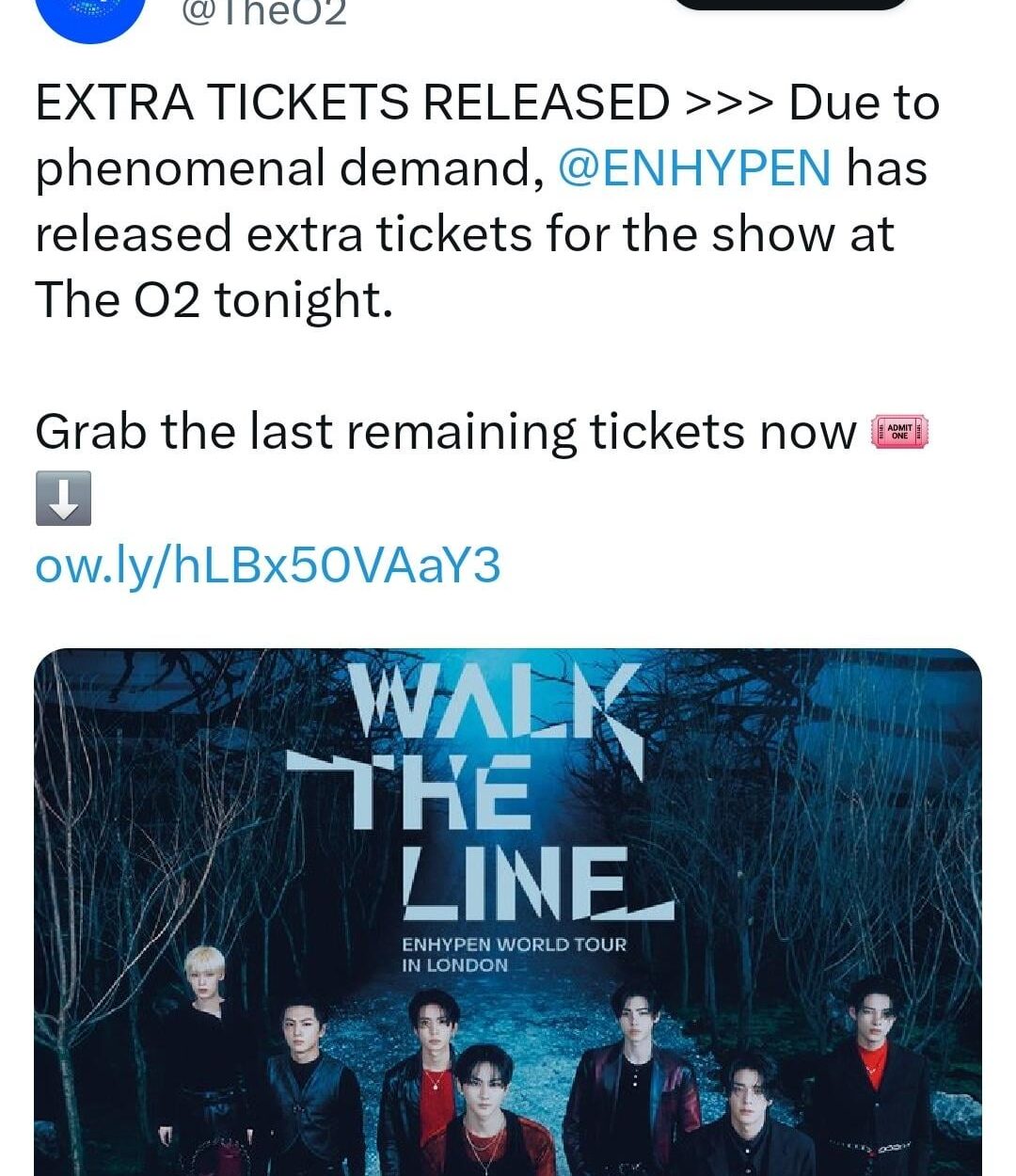 Additional tickets have been released for ENHYPEN at The O2 London