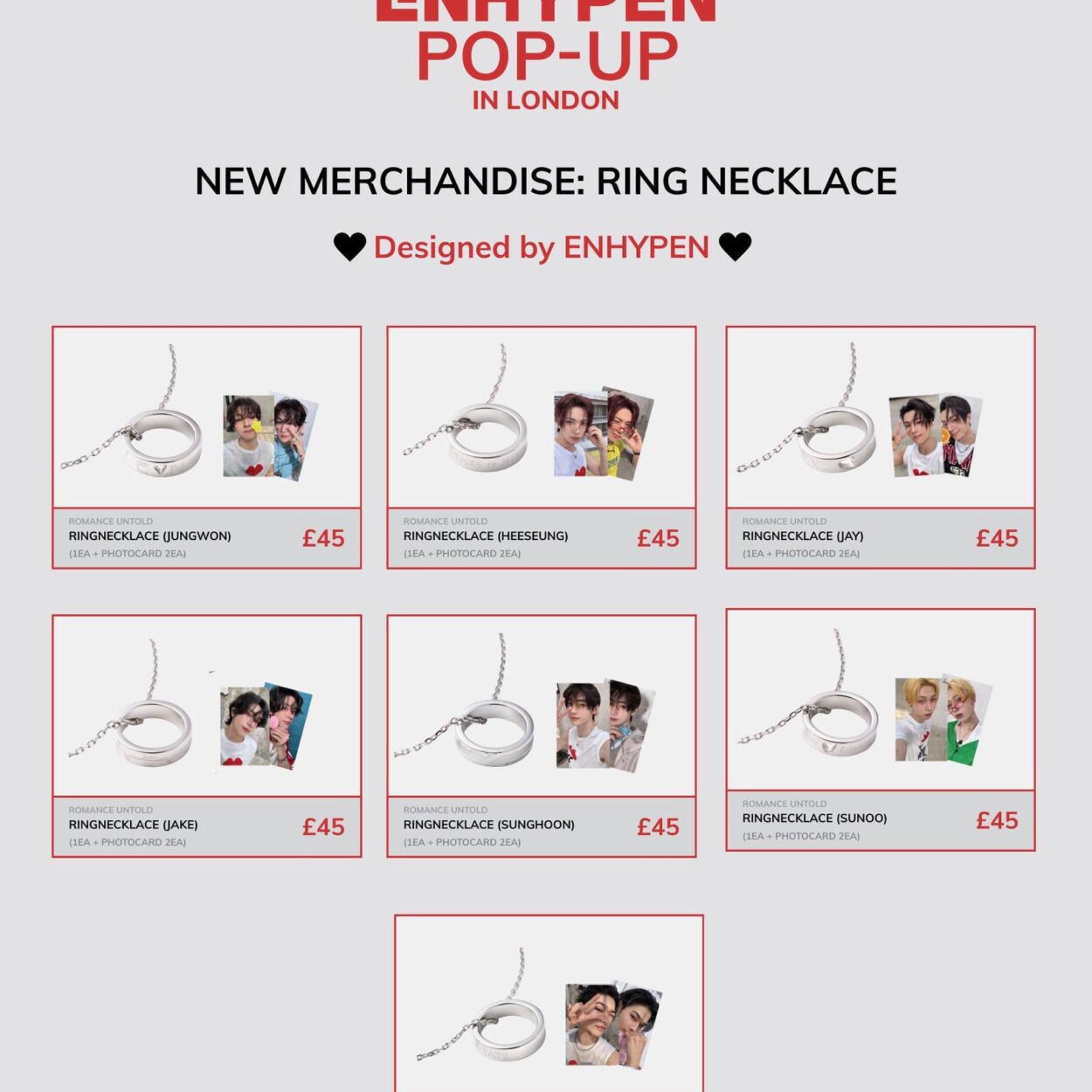 Ring Necklaces are now available at the ENHYPEN London Pop-up store!