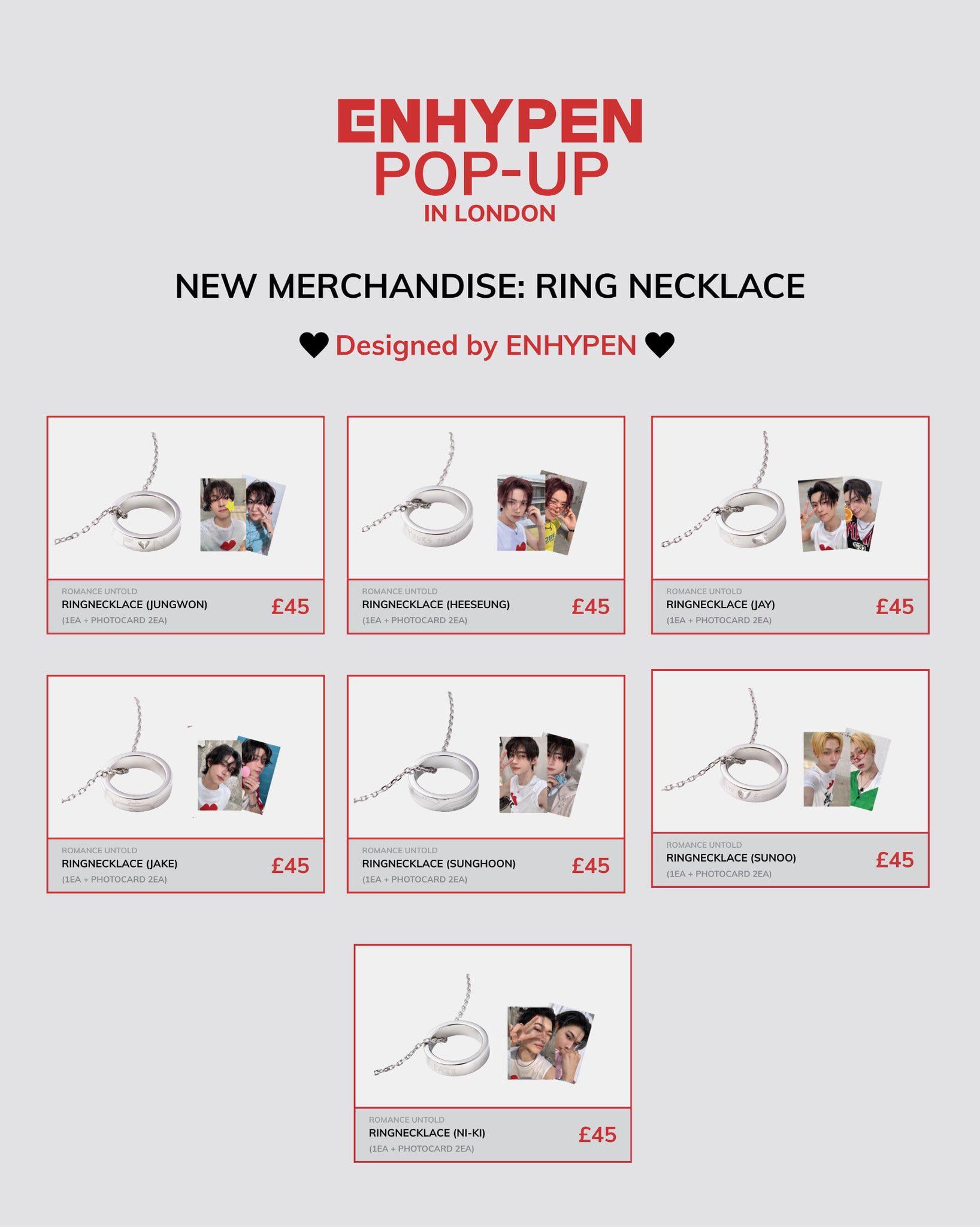 Ring Necklaces are now available at the ENHYPEN London Pop-up store!