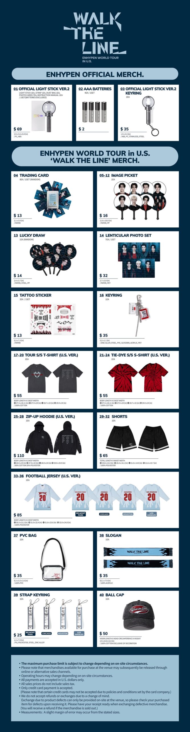 250803 On-Site Sales of Merchandise for “ENHYPEN WORLD TOUR ‘WALK THE LINE’ IN U.S.”