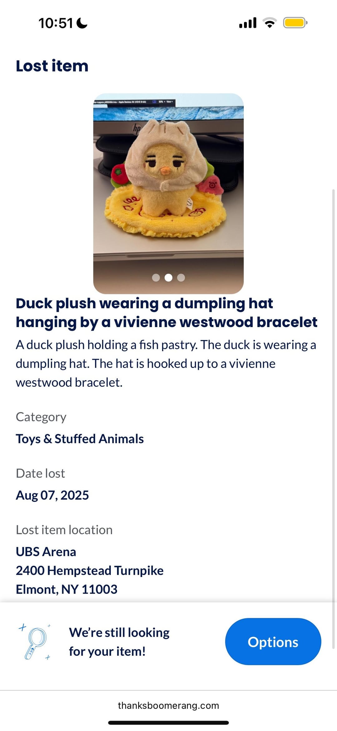 Lost Ni-Ki duck plush at UBS Arena Day 2