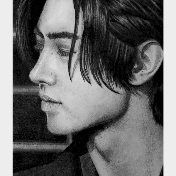 Graphite and charcoal for a girl I met in line at a Kpop club night....