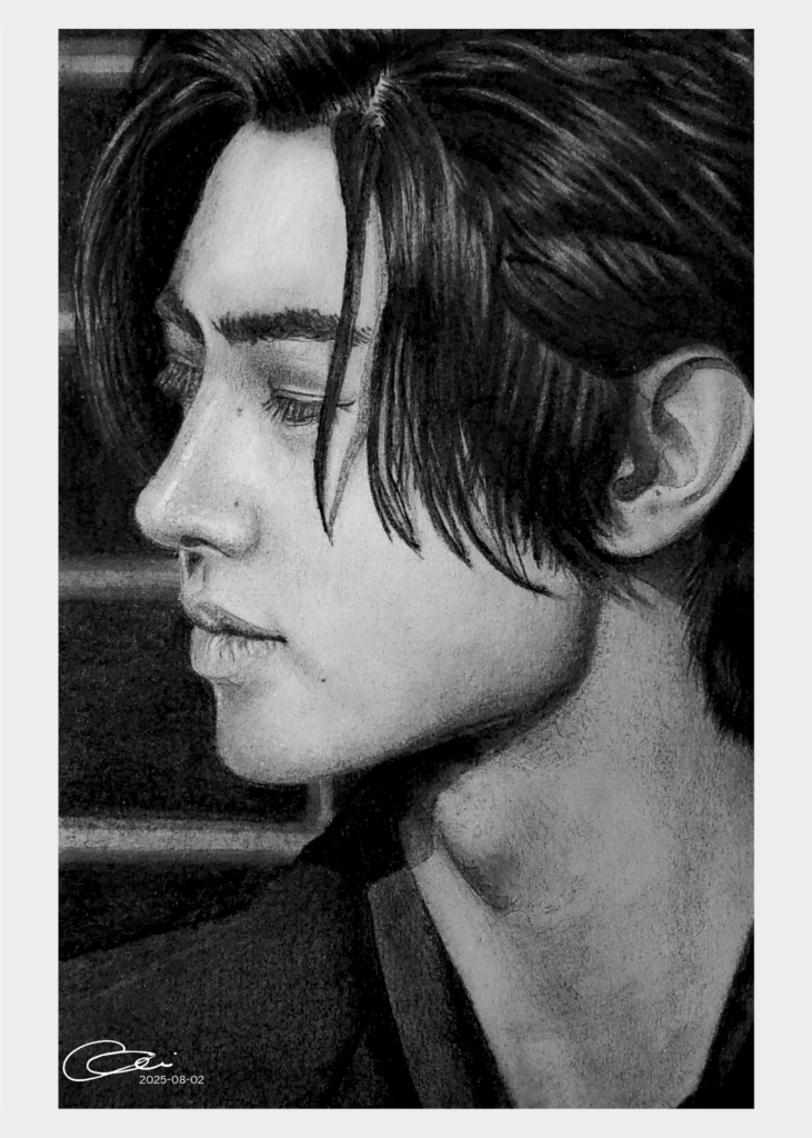 Graphite and charcoal for a girl I met in line at a Kpop club night....