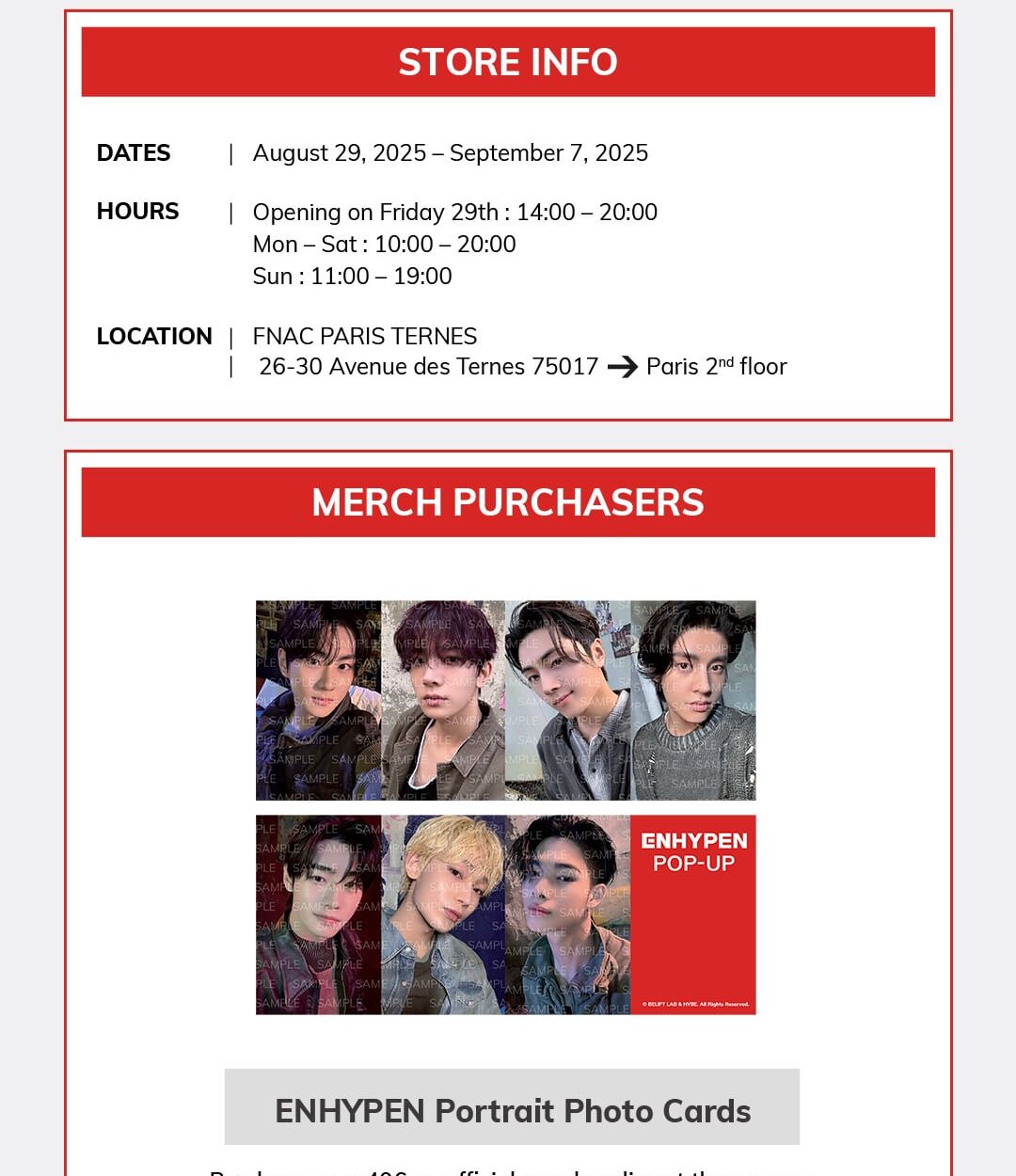 250818 [NOTICE] <ENHYPEN POP-UP in PARIS>T&C