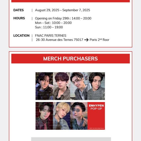 250818 [NOTICE] <ENHYPEN POP-UP in PARIS>T&C