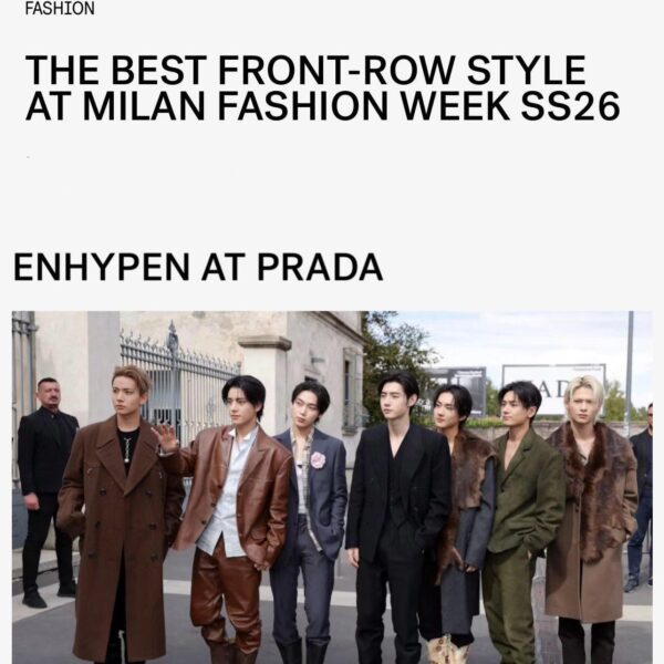 250926 ENHYPEN among the best front-row style at the Milan Fashion Week SS26 according to NYLON