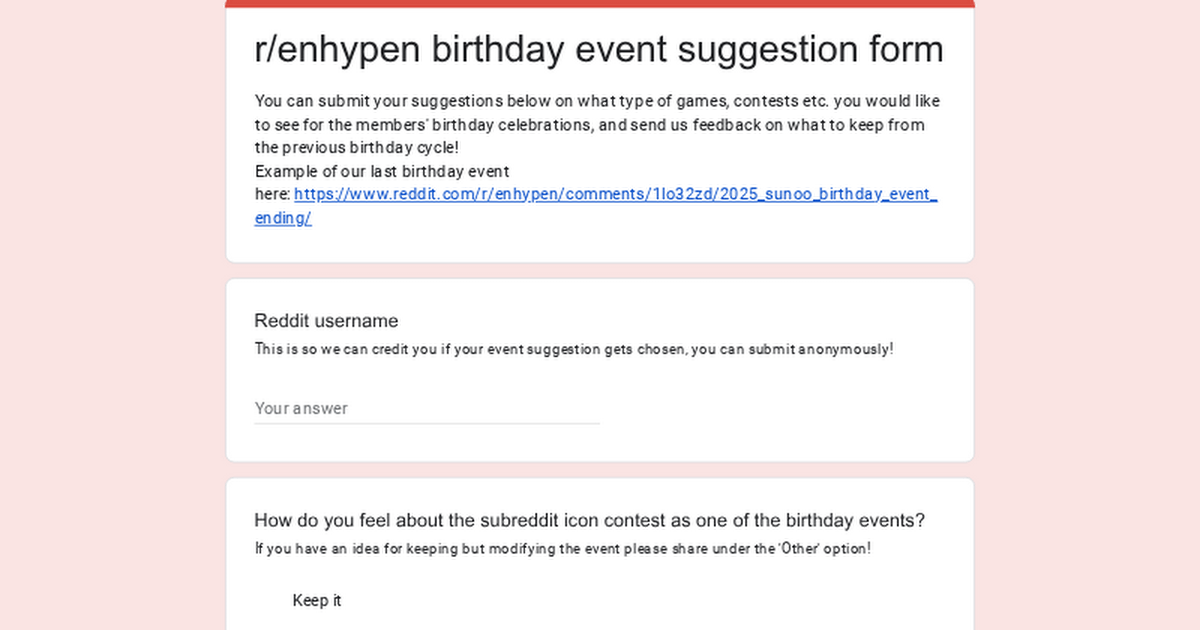 Birthday events for 2025/26 on the subreddit
