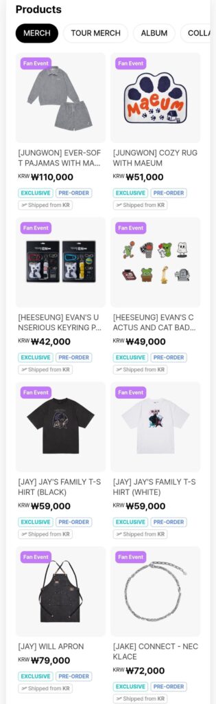 250925 Artist-Made Collection by EN- has been restocked on Weverse Shop