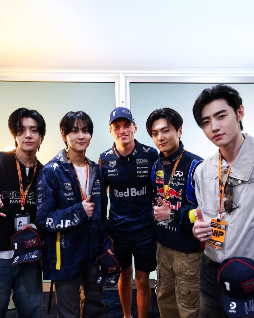 251002 redbullracing Instagram Update with Jungwon, Jay, Jake & Sunghoon with Max Verstappen