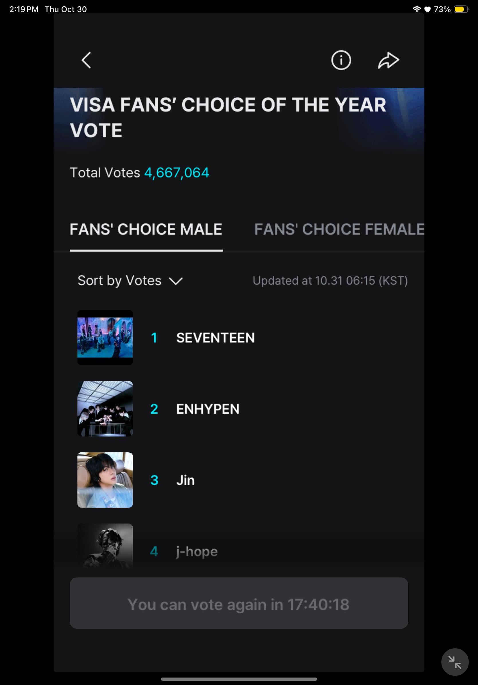 Vote for Enhypen on mnet+ NOW