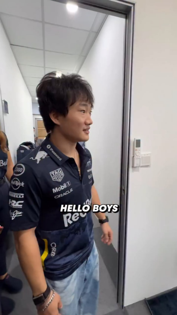 251006 redbullracing Instagram: Jungwon, Jake, Sunghoon, & Jay with Yuki Tsunoda