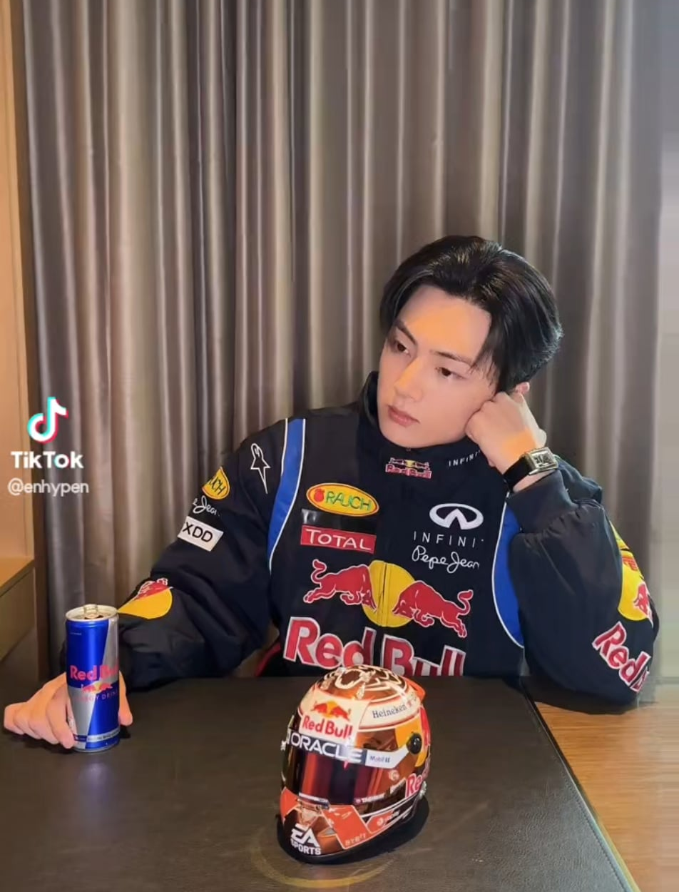 251002 TikTok: Jay, Sunghoon, Jungwon, & Jake with Yuki Tsunoda @RedBullRacing