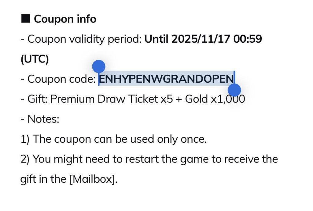Enhypen World Coupon