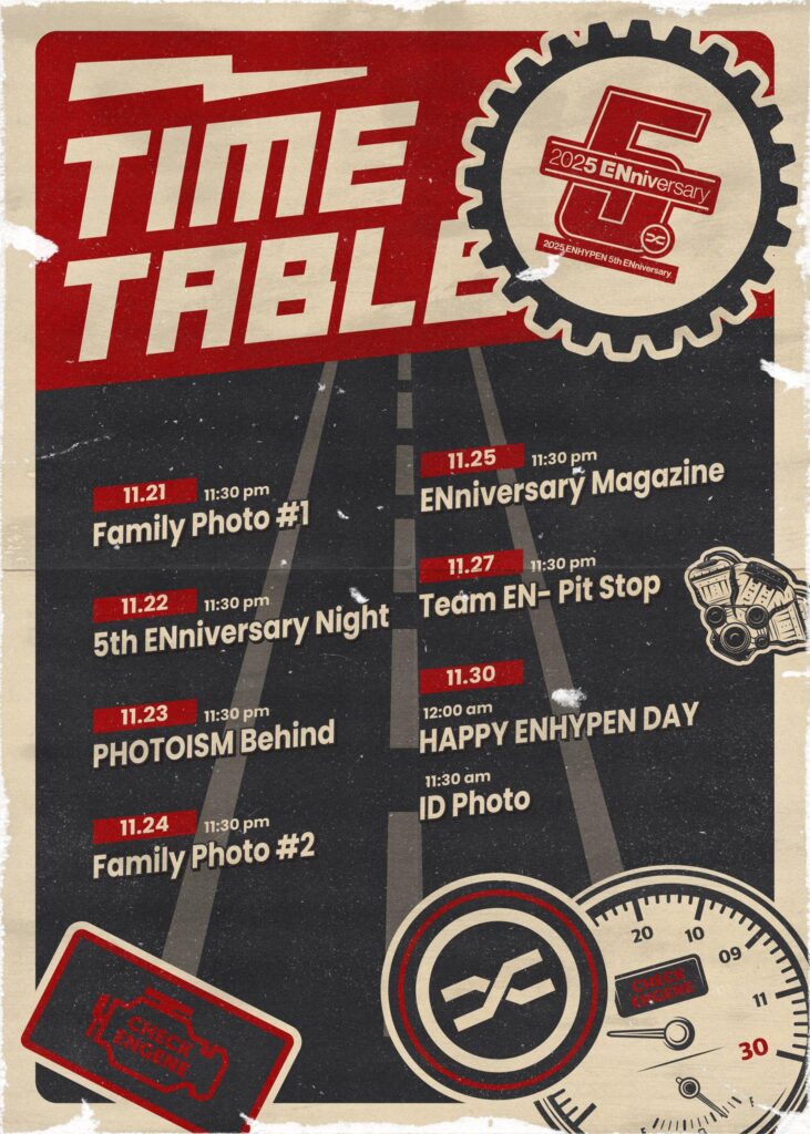 251120 ENHYPEN OFFICIAL Twitter: 2025 ENniversary 🏎️ TIMETABLE