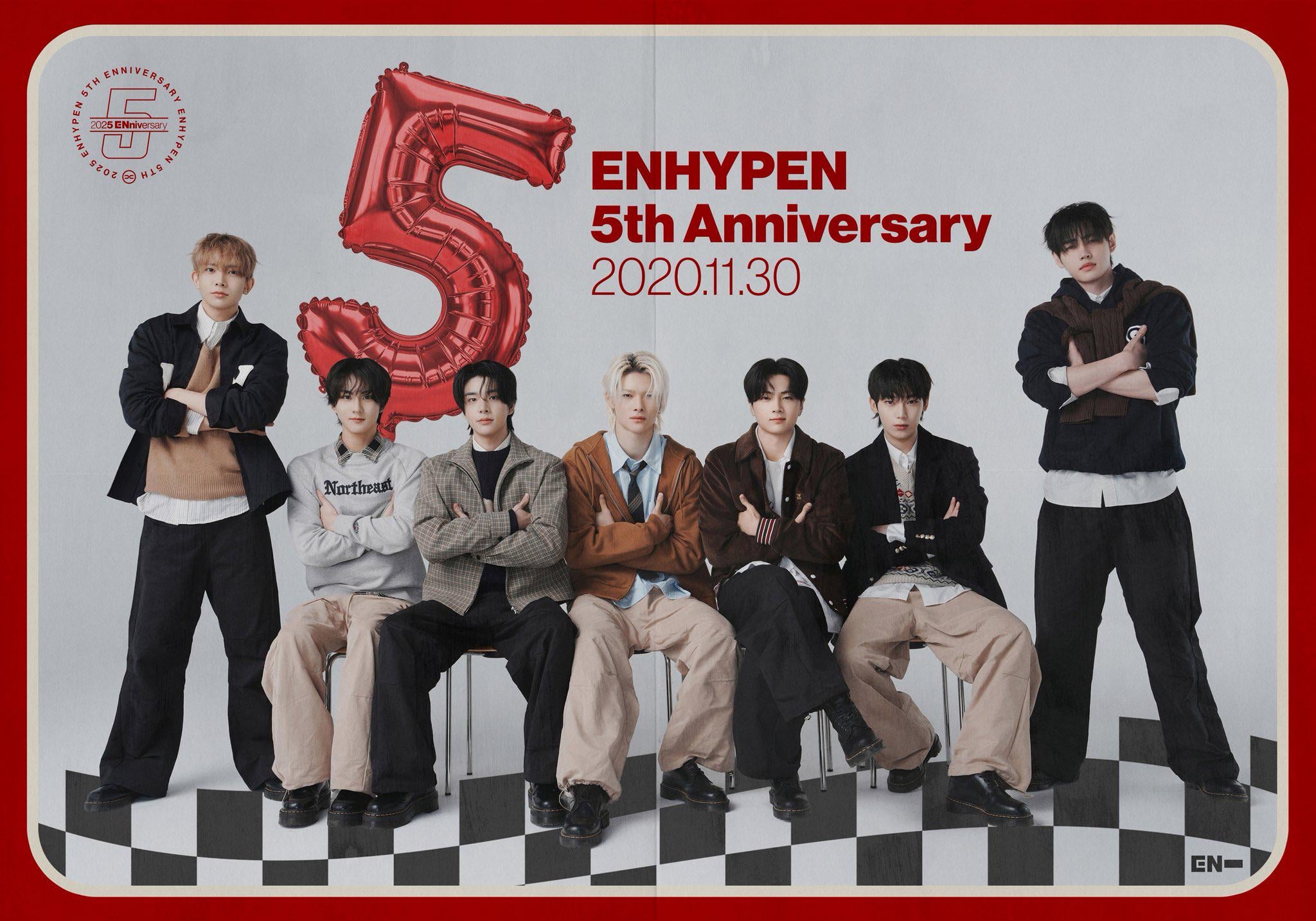 251130 ENHYPEN OFFICIAL Twitter: HAPPY ENHYPEN DAY ✨ 5th Anniversary 🎉